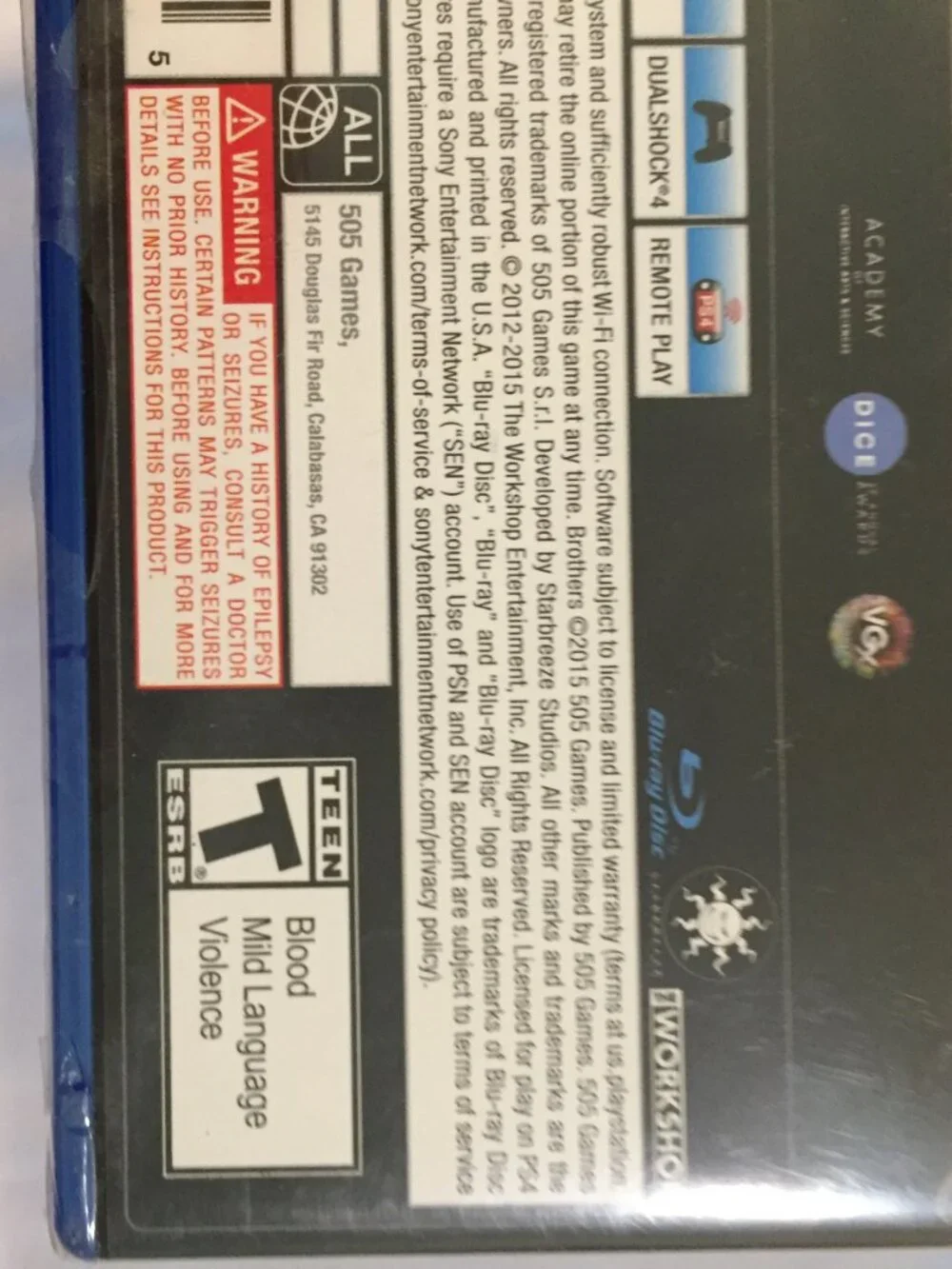 Brothers: A Tale of Two Sons (Sony PlayStation 4, 2015) Factory Sealed